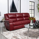 Camila Upholstered Motion Reclining Sofa Red Faux Leather - Furniture Now (CA)