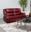 Camila Upholstered Motion Reclining Loveseat Red Faux Leather - Furniture Now (CA)