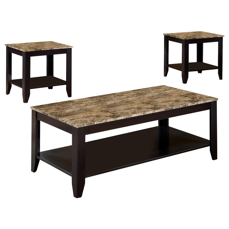 Flores 3-piece Occasional Table Set with Shelf Cappuccino - Furniture Now (CA)