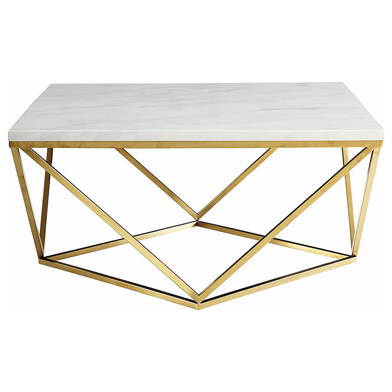 Meryl Square Coffee Table White and Gold - Furniture Now (CA)