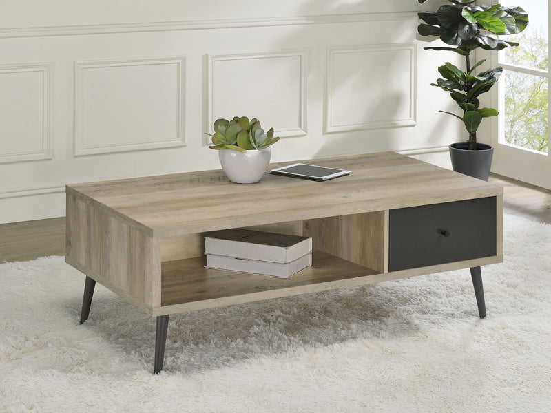 Welsh1-drawer Rectangular Engineered Wood Coffee Table With Storage Shelf Antique Pine and Grey - Furniture Now (CA)