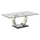 Pruitt Glass Top Coffee Table Clear and Satin - Furniture Now (CA)