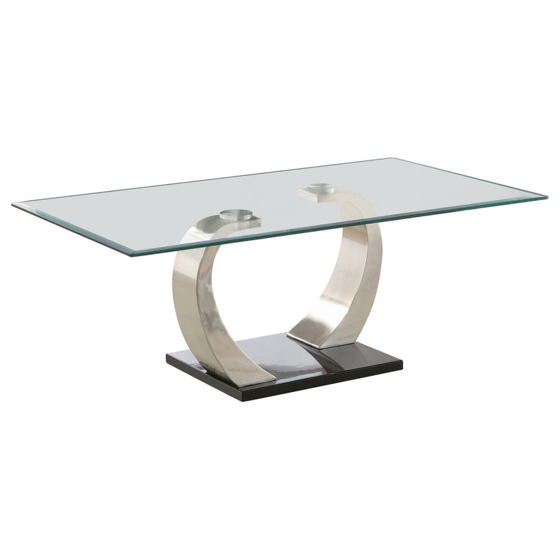 Pruitt Glass Top Coffee Table Clear and Satin - Furniture Now (CA)