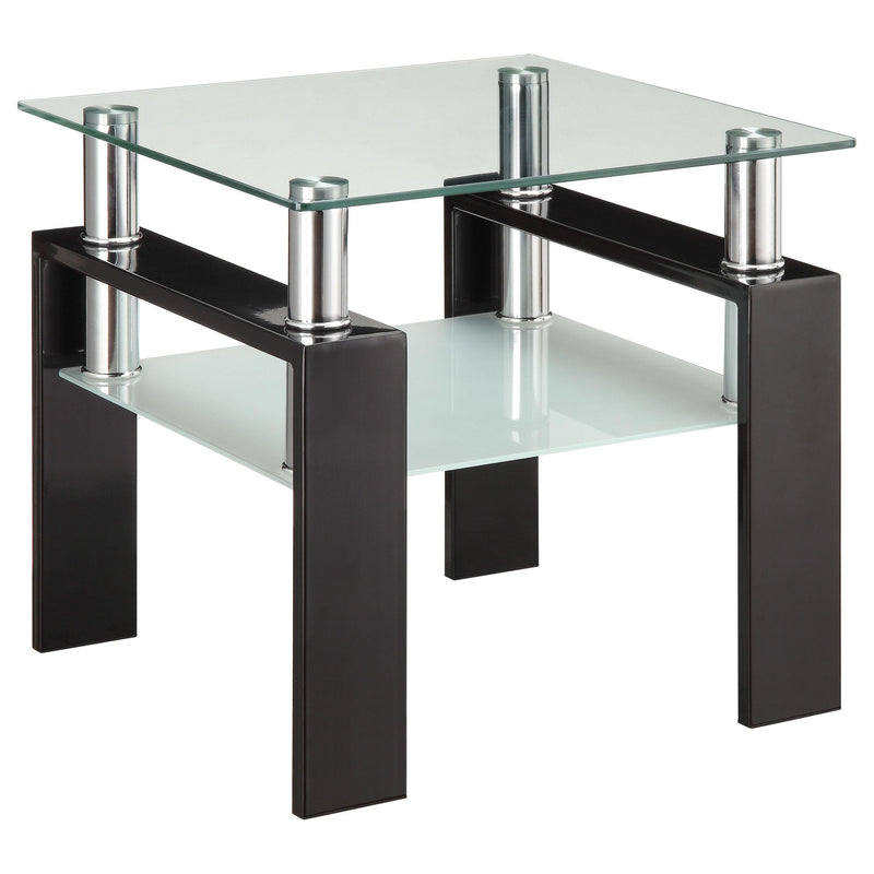 Dyer Tempered Glass End Table with Shelf Black - Furniture Now (CA)