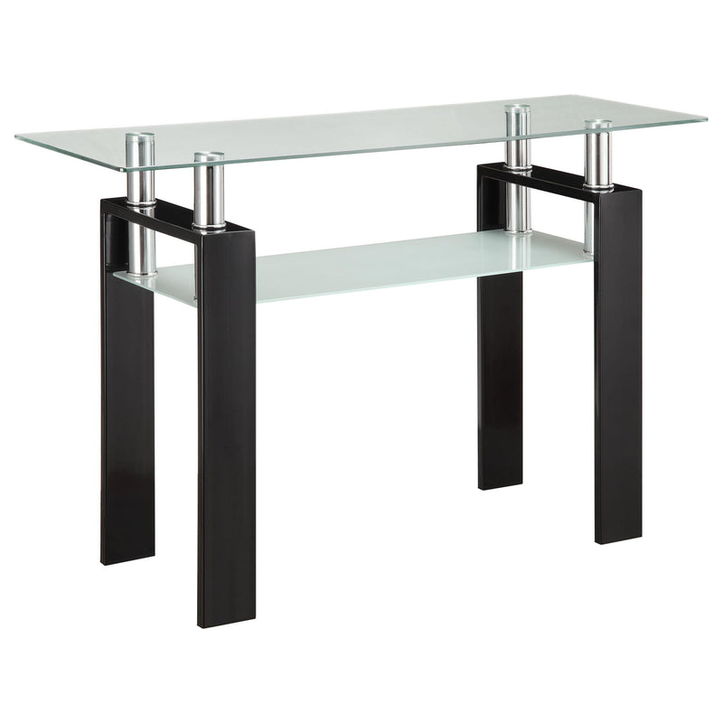 Dyer Tempered Glass Sofa Table with Shelf Black - Furniture Now (CA)