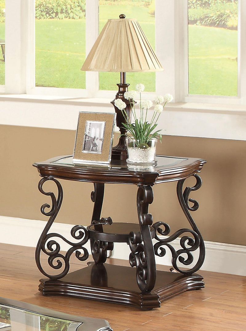 Laney End Table Deep Merlot and Clear - Furniture Now (CA)