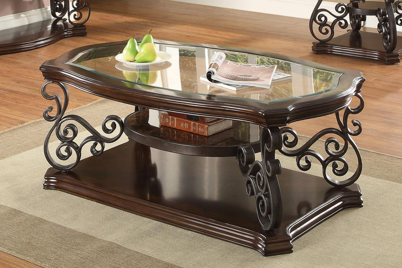 Laney Coffee Table Deep Merlot and Clear - Furniture Now (CA)