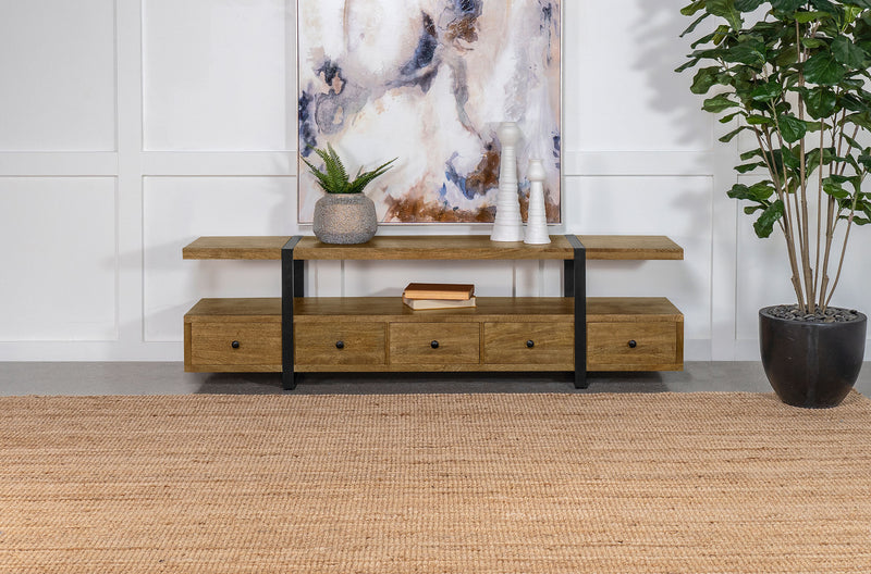 Otto 4-drawer Solid Wood 70" TV Stand Brown and Gunmetal - Furniture Now (CA)