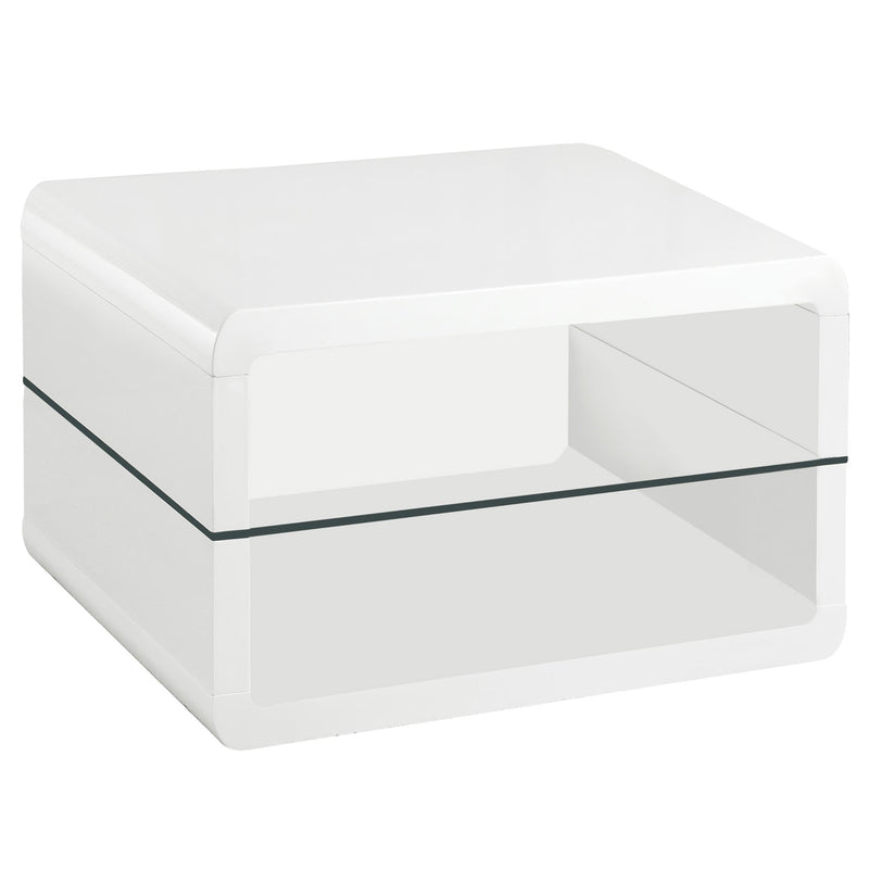 Elana Square 2-shelf End Table Glossy White - Furniture Now (CA)