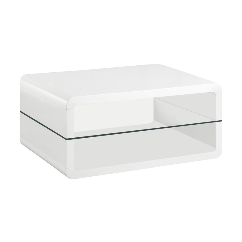 Elana Rectangle 2-shelf Coffee Table Glossy White - Furniture Now (CA)