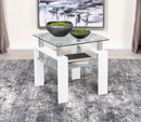 Dyer Square Glass Top End Table With Shelf White - Furniture Now (CA)