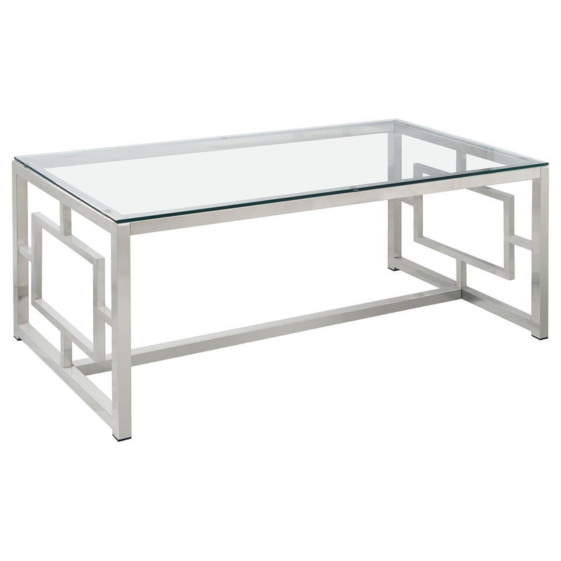 Merced Rectangle Glass Top Coffee Table Nickel - Furniture Now (CA)