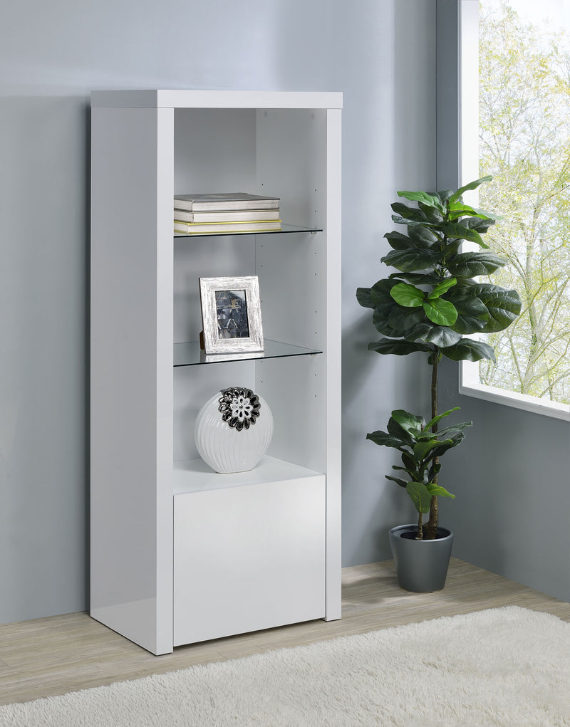 Jude 3-shelf Media Tower With Storage Cabinet White High Gloss - Furniture Now (CA)