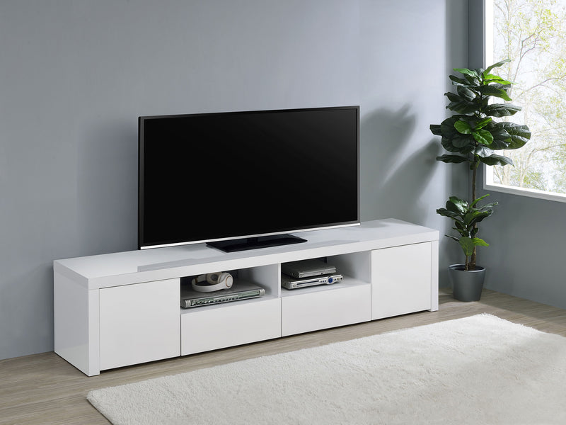 Jude 2-door 79" TV Stand With Drawers White High Gloss - Furniture Now (CA)