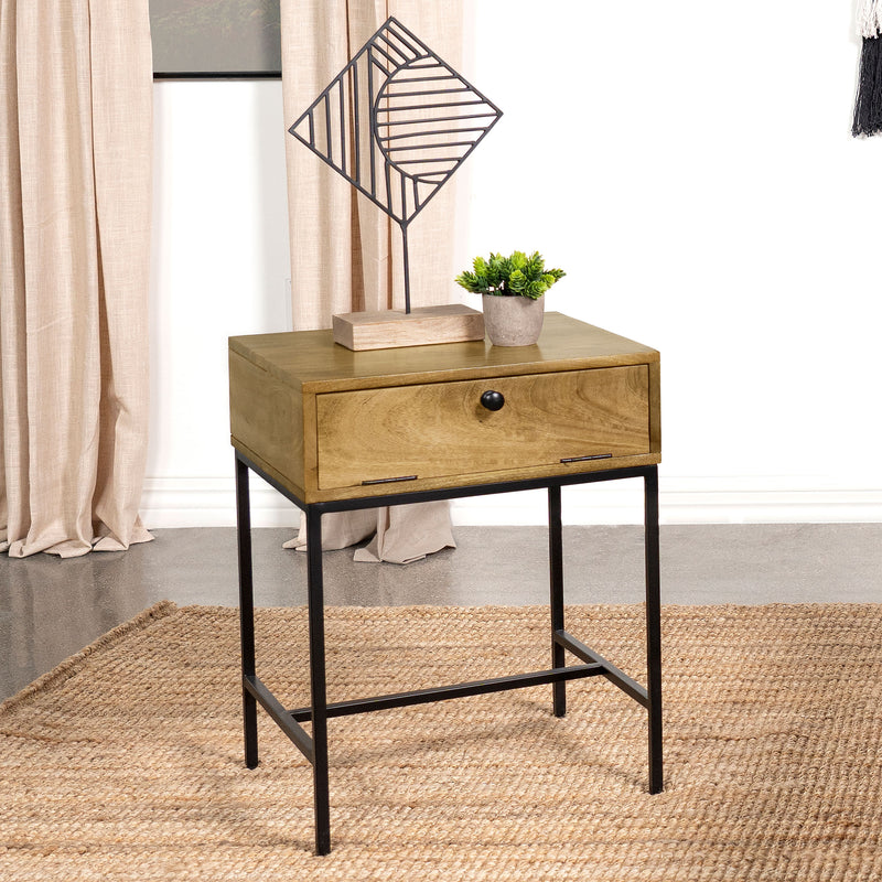 Stephie 1-drawer Rectangular End Table Honey Brown - Furniture Now (CA)