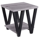 Stevens V-shaped End Table Black and Antique Grey - Furniture Now (CA)