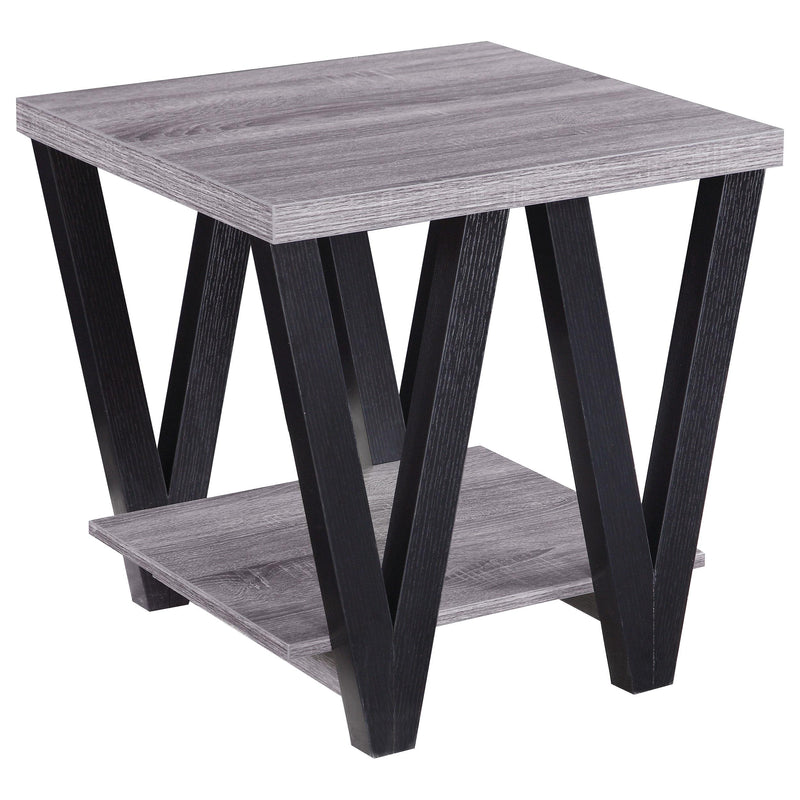 Stevens V-shaped End Table Black and Antique Grey - Furniture Now (CA)