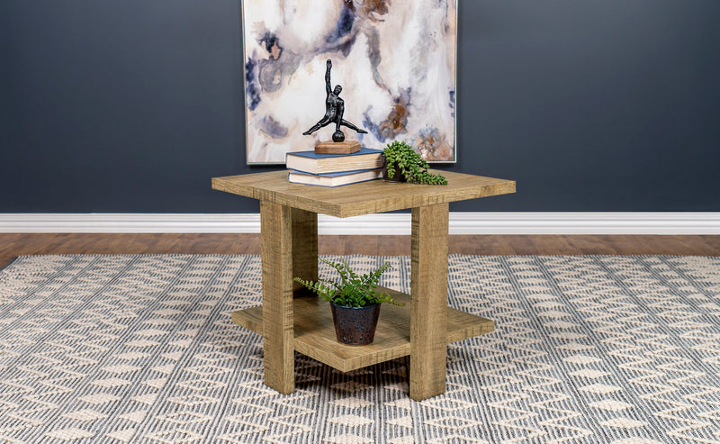 Dawn Square Engineered Wood End Table With Shelf Mango - Furniture Now (CA)