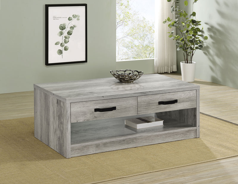 Felix 2-drawer Rectangular Engineered Wood Coffee Table Grey Driftwood - Furniture Now (CA)