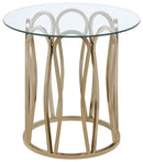 Monett Round End Table Chocolate Chrome and Clear - Furniture Now (CA)