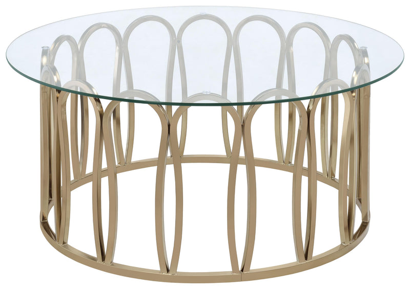 Monett Round Coffee Table Chocolate Chrome and Clear - Furniture Now (CA)
