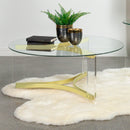 Janessa Round Glass Top Coffee Table With Acrylic Legs Clear and Matte Brass - Furniture Now (CA)