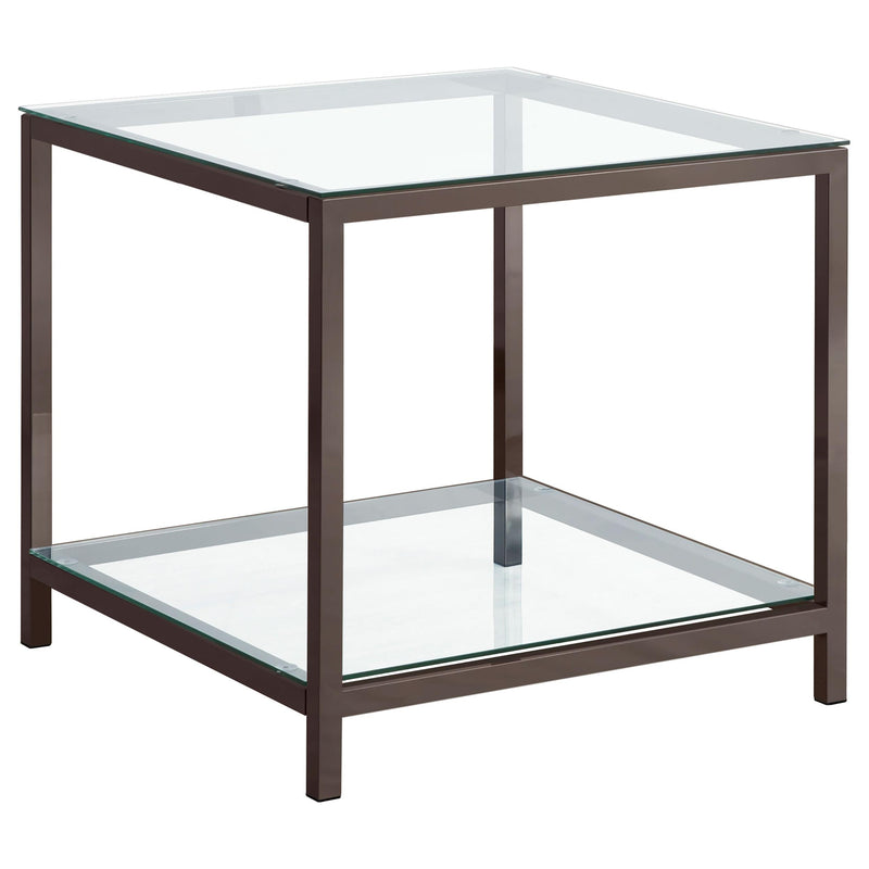 Trini End Table with Glass Shelf Black Nickel - Furniture Now (CA)