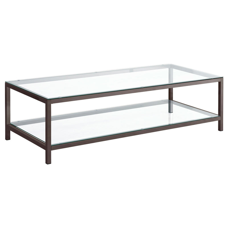 Trini Coffee Table with Glass Shelf Black Nickel - Furniture Now (CA)