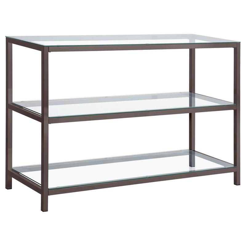 Trini Sofa Table with Glass Shelf Black Nickel - Furniture Now (CA)