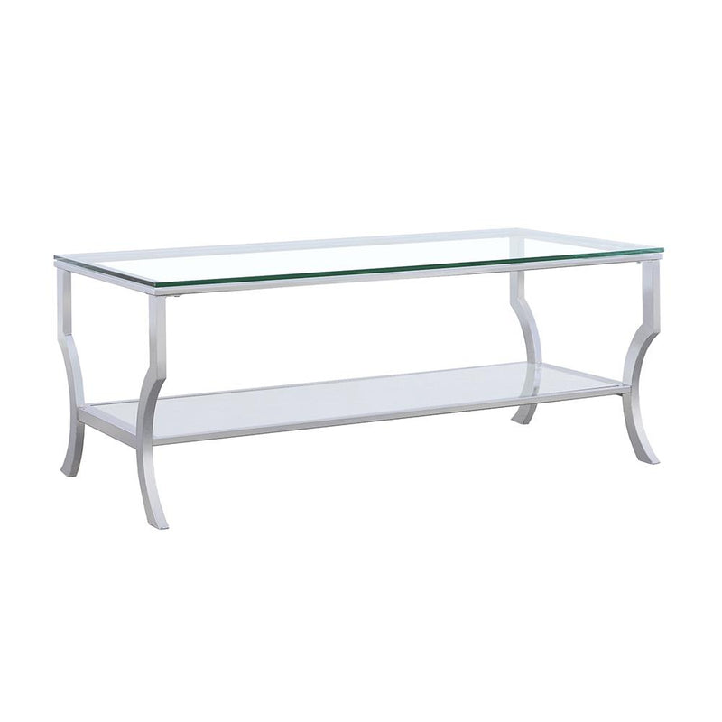 Saide Rectangular Coffee Table with Mirrored Shelf Chrome - Furniture Now (CA)