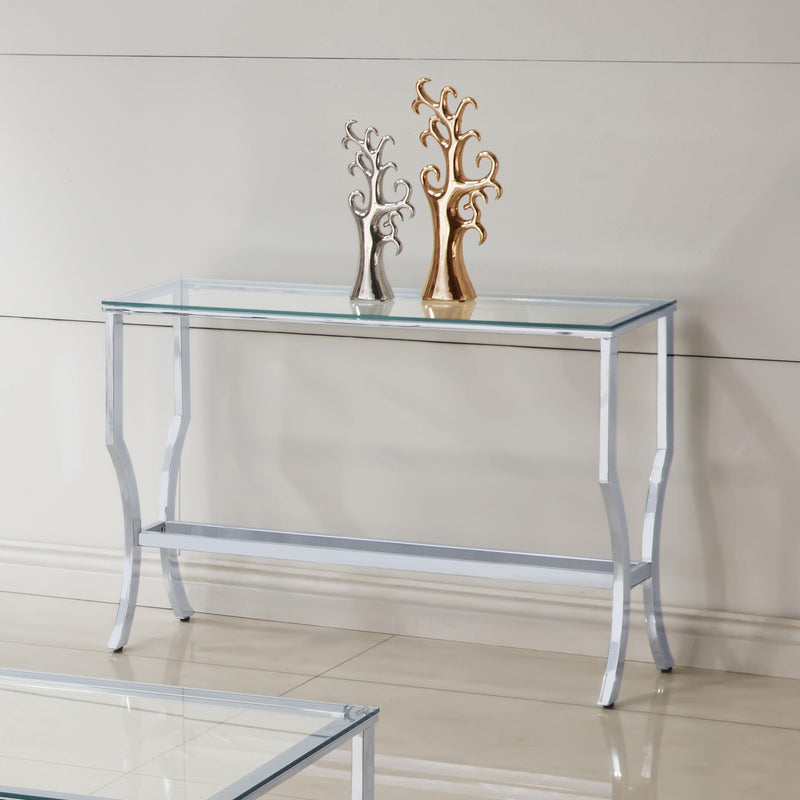 Saide Rectangular Sofa Table with Mirrored Shelf Chrome - Furniture Now (CA)