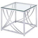 Lille Glass Top Square End Table Accents Chrome - Furniture Now (CA)