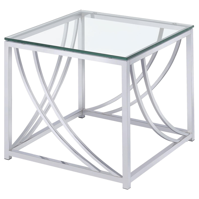 Lille Glass Top Square End Table Accents Chrome - Furniture Now (CA)