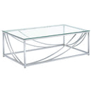 Lille Glass Top Rectangular Coffee Table Accents Chrome - Furniture Now (CA)