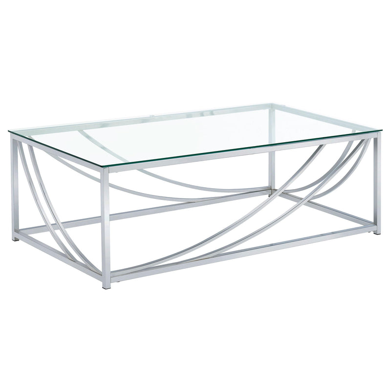 Lille Glass Top Rectangular Coffee Table Accents Chrome - Furniture Now (CA)