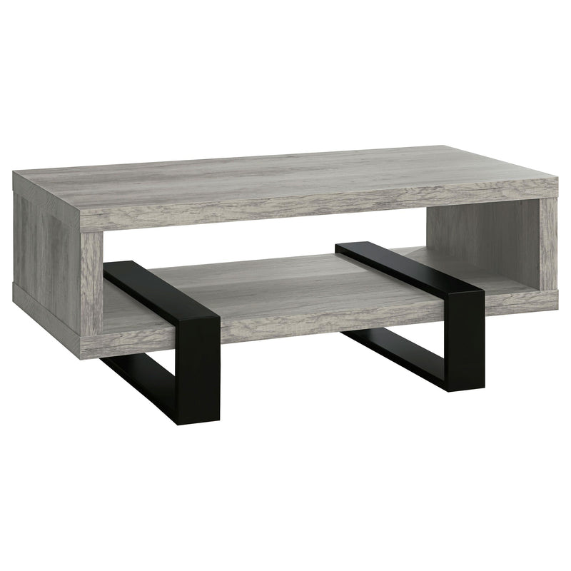 Dinard Coffee Table with Shelf Grey Driftwood - Furniture Now (CA)