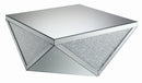 Amore Square Coffee Table with Triangle Detailing Silver and Clear Mirror - Furniture Now (CA)
