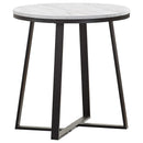 Hugo Metal Base Round End Table White and Matte Black - Furniture Now (CA)