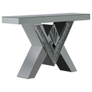 Taffeta V-shaped Sofa Table with Glass Top Silver - Furniture Now (CA)