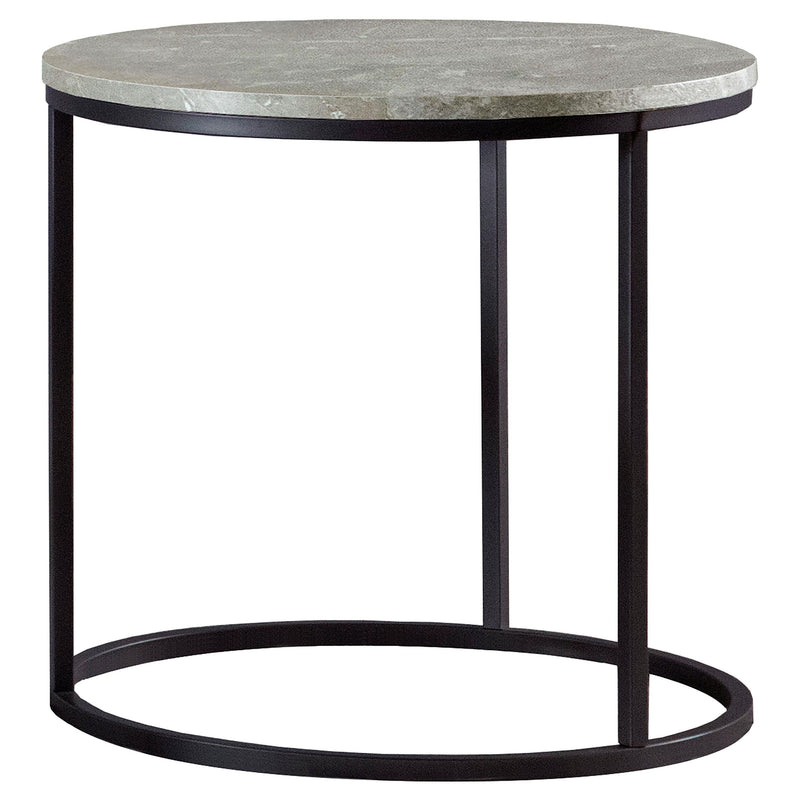 Lainey Faux Marble Round Top End Table Grey and Gunmetal - Furniture Now (CA)
