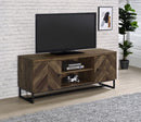 Myles 2-door TV Console with Adjustable Shelves Rustic Oak Herringbone - Furniture Now (CA)