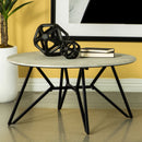 Hadi Round Coffee Table with Hairpin Legs Cement and Gunmetal - Furniture Now (CA)