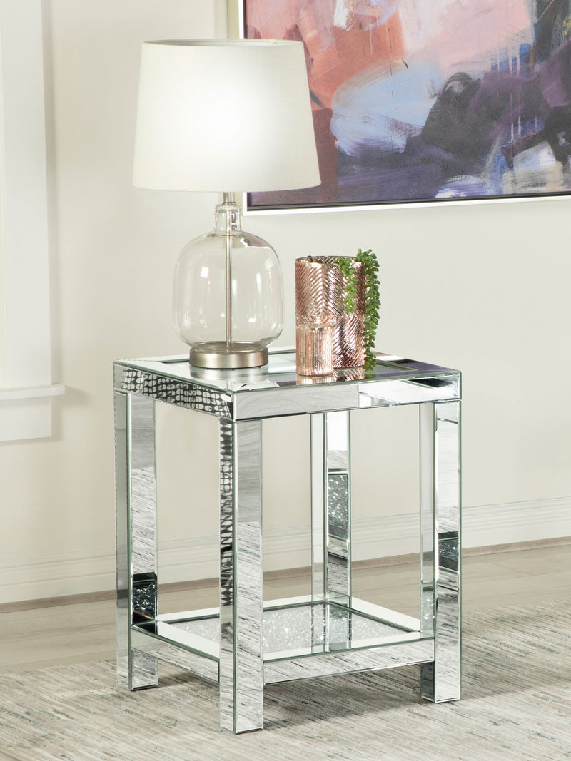 Valentina Square End Table with Glass Top Mirror - Furniture Now (CA)