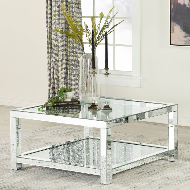 Valentina Rectangular Coffee Table with Glass Top Mirror - Furniture Now (CA)