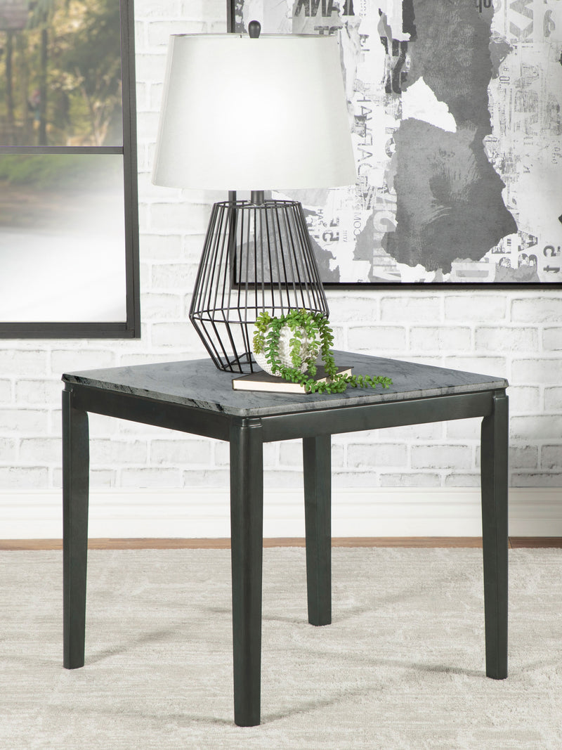 Mozzi Square End Table Faux Grey Marble and Black - Furniture Now (CA)