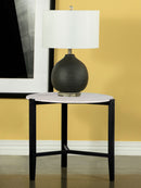 Tandi Round End Table Faux White Marble and Black - Furniture Now (CA)