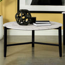 Tandi Round Coffee Table Faux White Marble and Black - Furniture Now (CA)