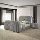 EK Bed w/Led, TV Stand, Fireplace & Bluetooth