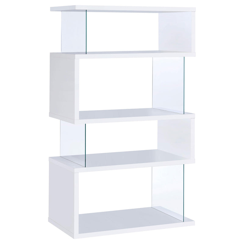 Emelle 4-tier Bookcase White and Clear - Furniture Now (CA)