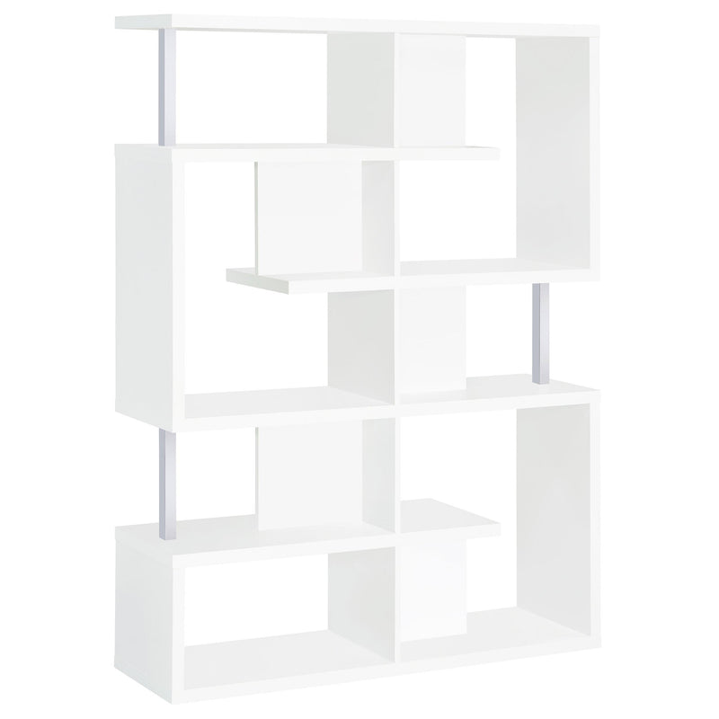 Hoover 5-tier Bookcase White and Chrome - Furniture Now (CA)